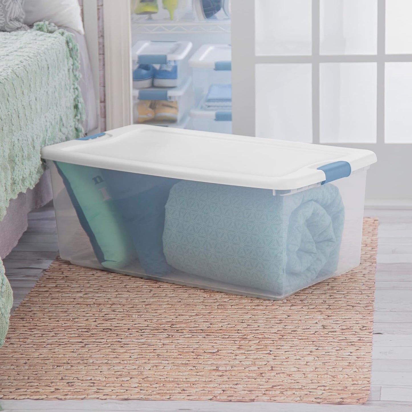 Stackable Storage Bin with Lid, Clear Plastic Design, Various specifications 6-15-25-32-64 106Quart