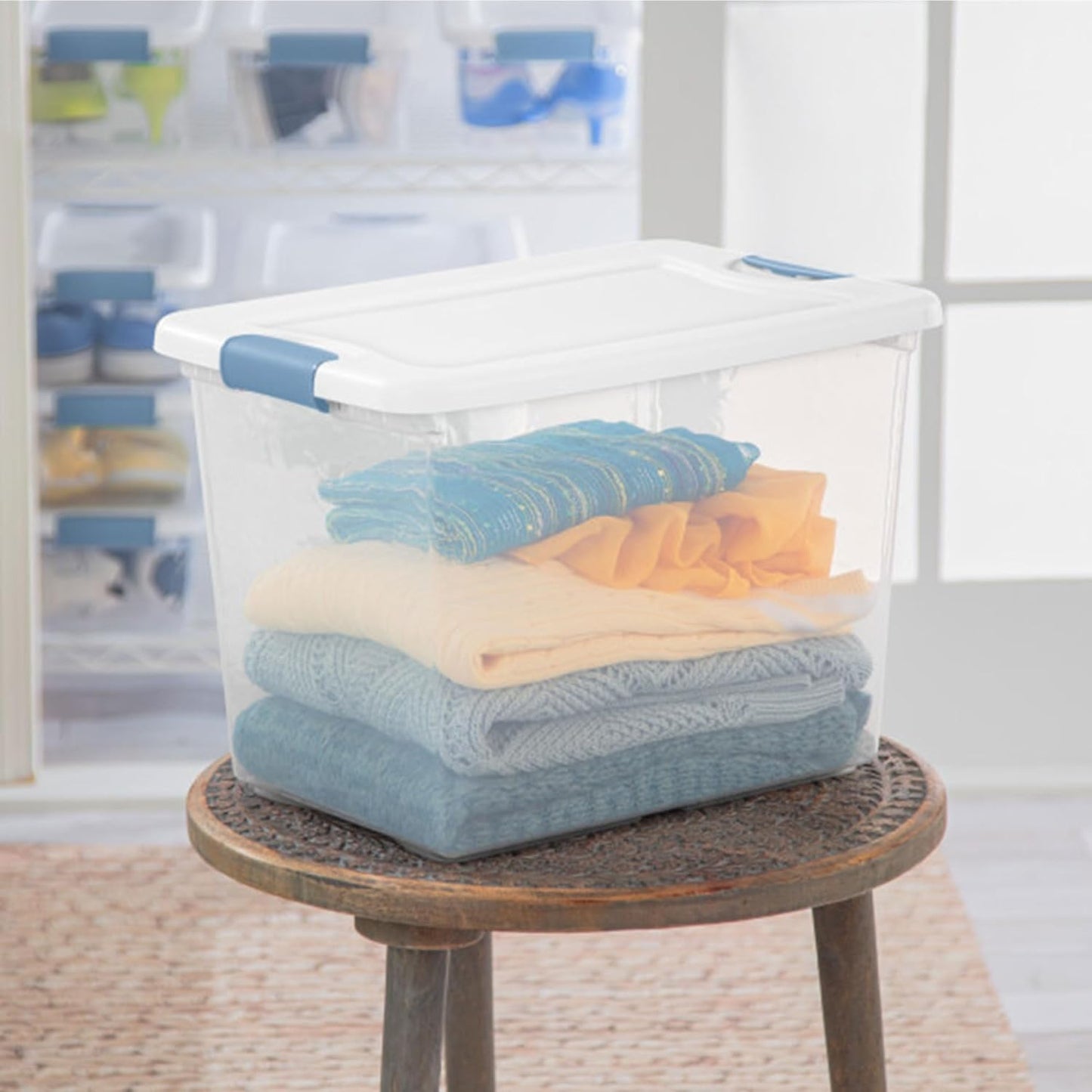 Stackable Storage Bin with Lid, Clear Plastic Design, Various specifications 6-15-25-32-64 106Quart