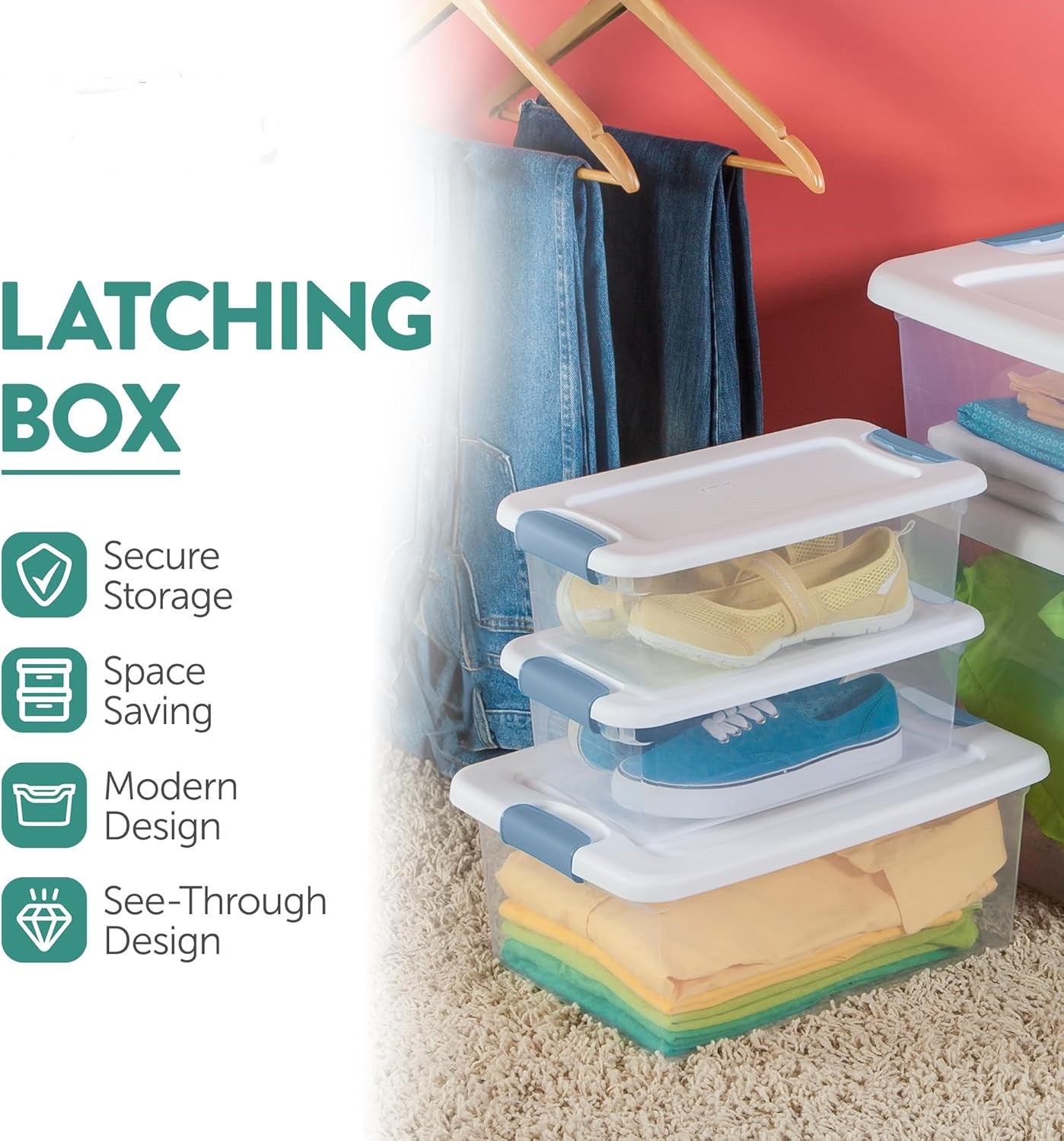 Stackable Storage Bin with Lid, Clear Plastic Design, Various specifications 6-15-25-32-64 106Quart