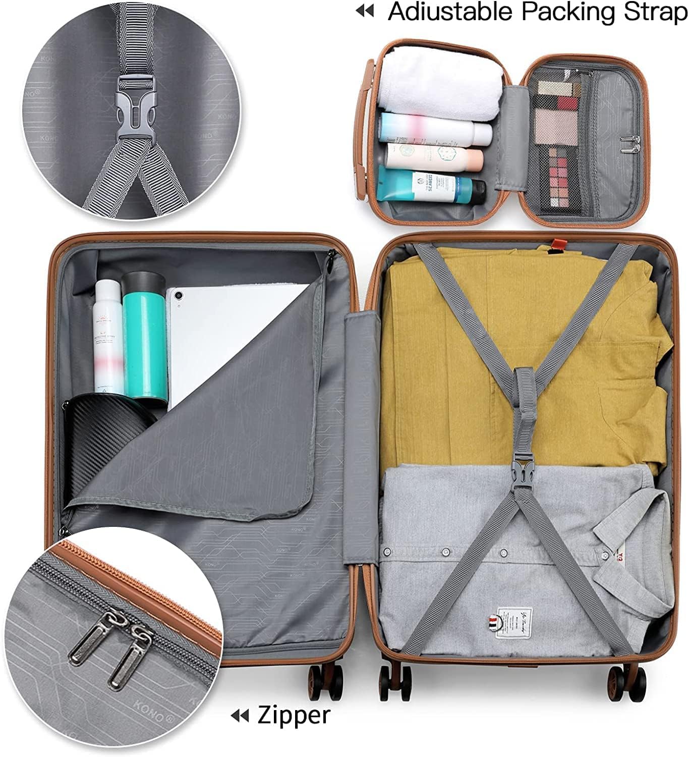 Travel Rolling Suitcases 20in 24in 28in Carry on and 12in Mini Cosmetic Case