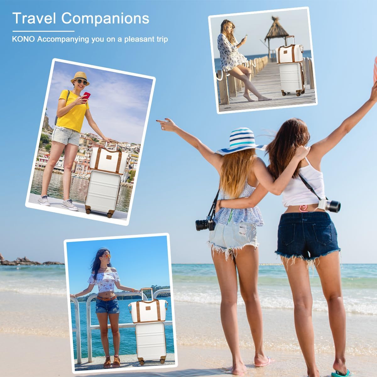 Travel Rolling Suitcases 20in 24in 28in Carry on and 12in Mini Cosmetic Case