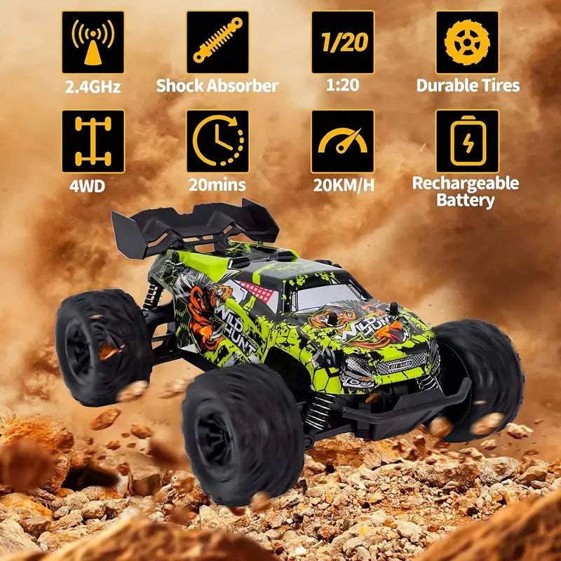 1:20 All-Terrain monster truck toys, Off-Road Electric RC Car, 2.4GHz