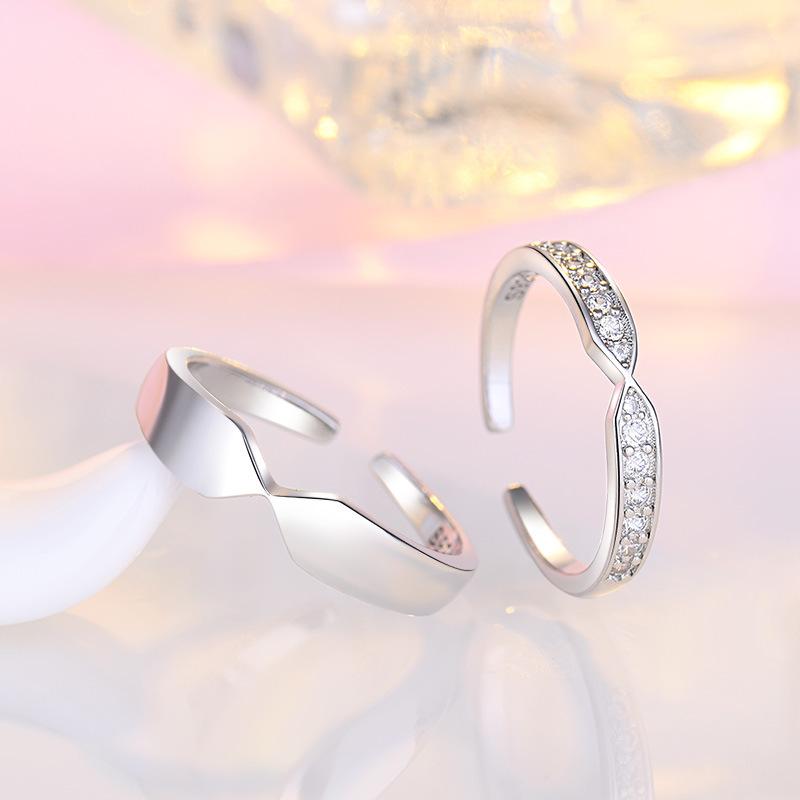 Elegant small fresh student couple ring（adjustable size）