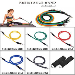 TPE multi-function Unisex Fitness 11 Pack Resistance Bands Set